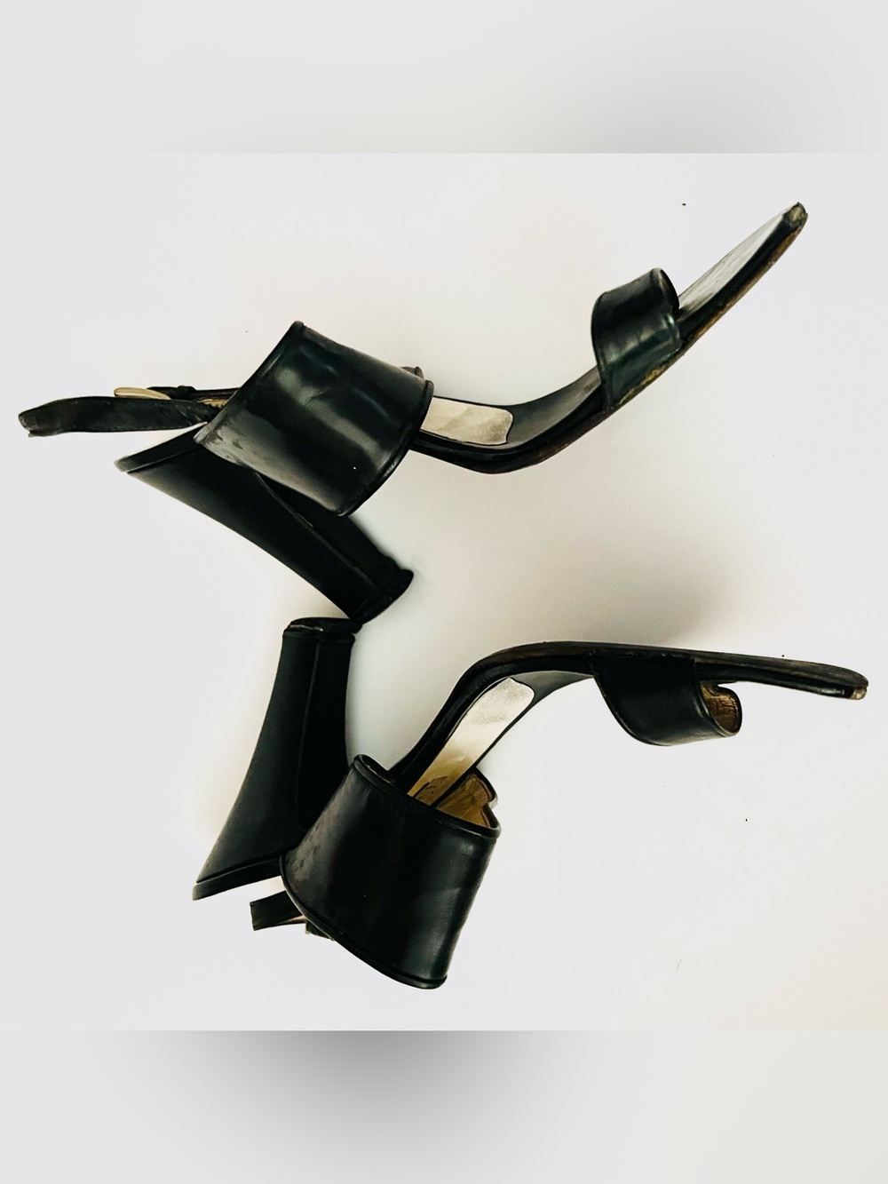 Casadei Strappy Black Leather Sandal Heels